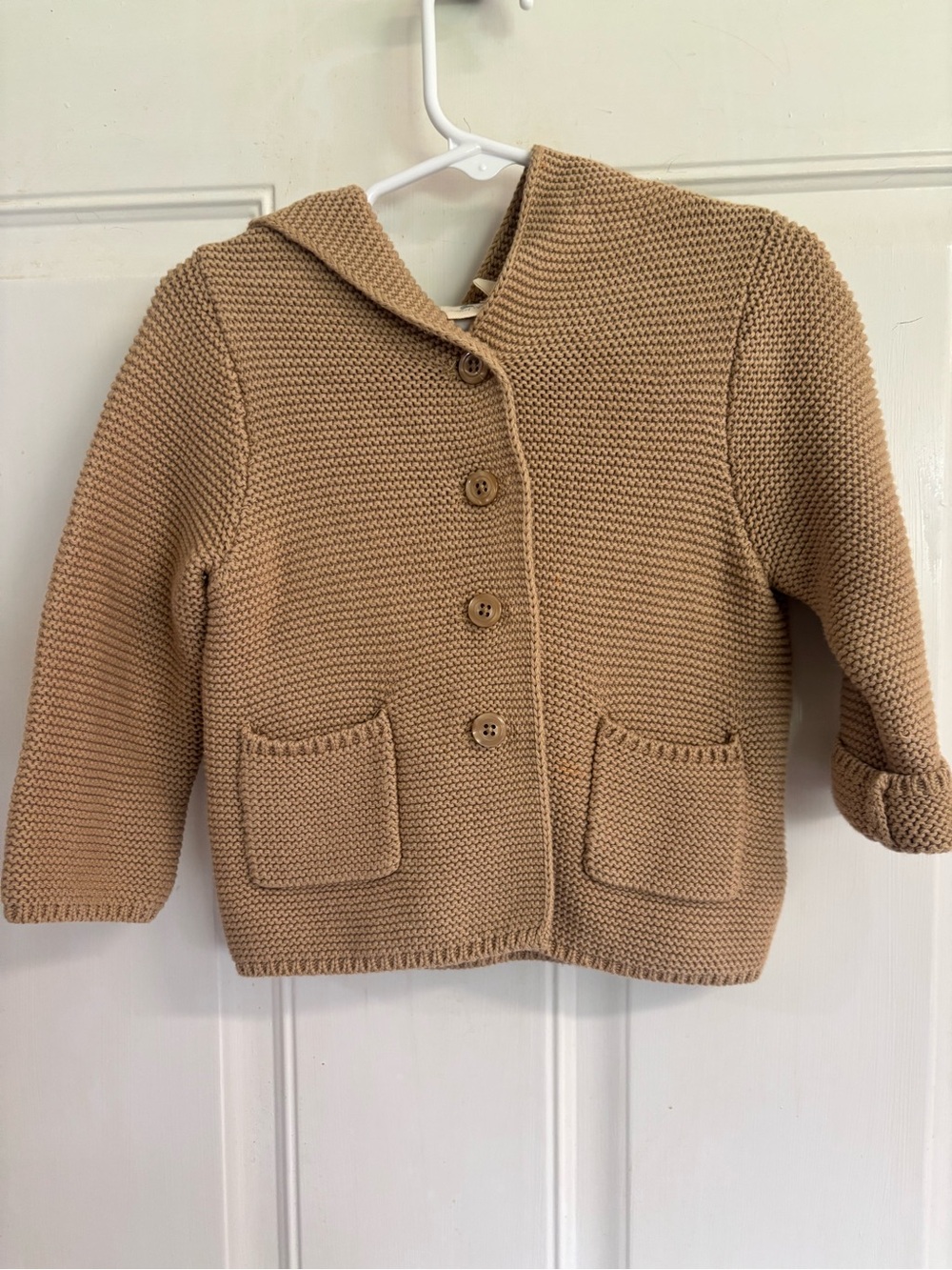 12/18M Baby Gap Golden Beige Bear ears Garter long sleeve Cardigan.  In EUC!